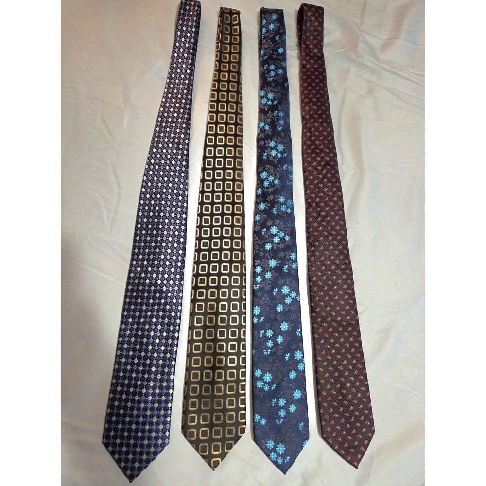 Lot of 4 Men's Designer Alexander Julian Colours Multicolor Geometric Ties NWOT